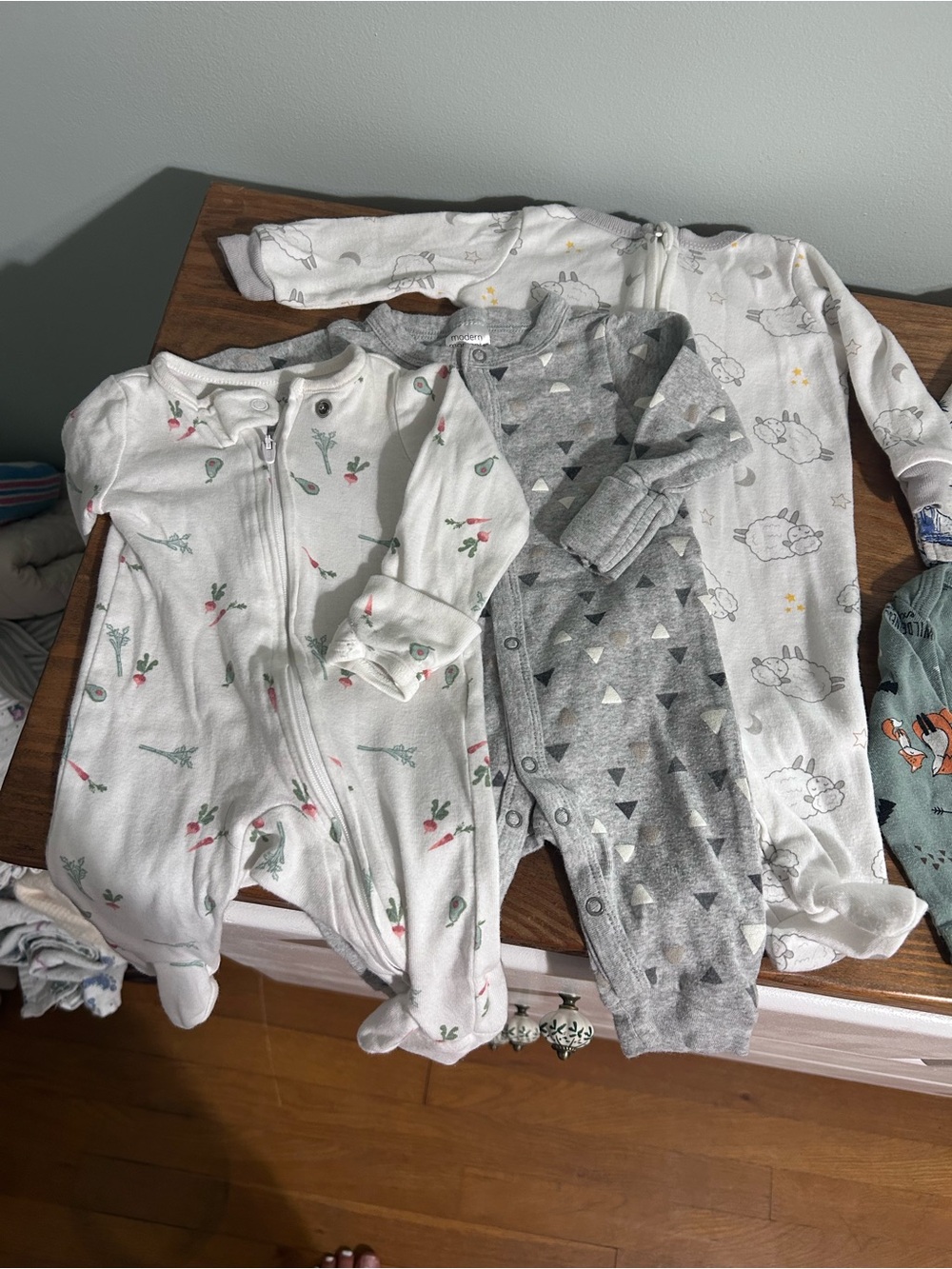 0-3 Month Neutral Baby Lot Footie Sleepers and Onesies